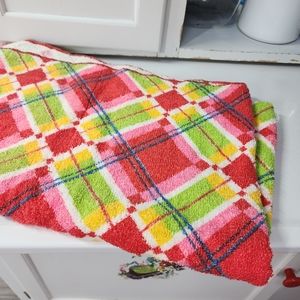 VINTAGE Terry Cloth Plaid Sewing Crafting Fabric Retro Colors 43" x 33"